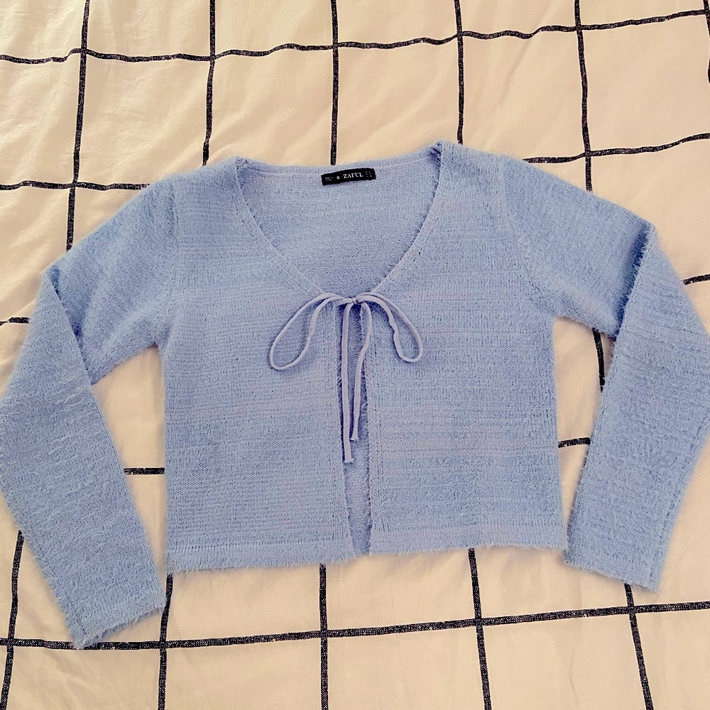 Zaful Fuzzy Tie Sweater - Size Small